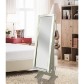 Glam Cheval Mirror Jewelry Armoire in High Gloss Royal Champagne w/ Mirror Border